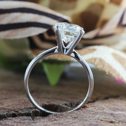 SAVEARTH DIAMONDS Moissanite Solitaire Engagement Ring for Women, Wedding band 925 Sterling Silver with 18K Gold Plated Lab Created Simulated Round Diamond Ring, Promise Wedding Rings in Saudi Arabia