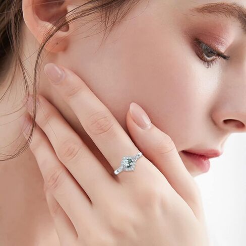 PLATYCO 1CT خواتم العقيق الطحلب الطبيعي حجم 7/8/9 925 فضة سداسية الطحلب العقيق الدائري للنساء الأحجار الكريمة الخضراء خاتم الخطوبة الزفاف in Kuwait