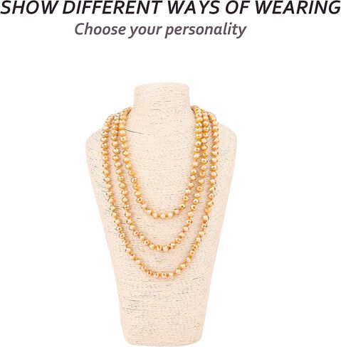 MILACOLATO تنوعا 60 "اليد معقود قطع كريستال الخرزة قلادة اليدوية مطرز حبلا متعدد الطبقات طويل التفاف بيان قلادة سباركلي الأوجه الخرز in Kuwait