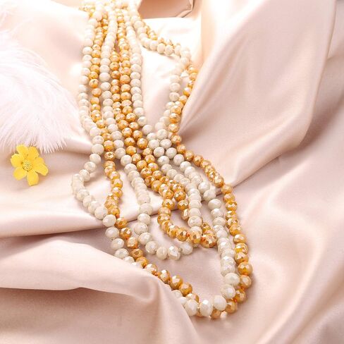 MILACOLATO تنوعا 60 "اليد معقود قطع كريستال الخرزة قلادة اليدوية مطرز حبلا متعدد الطبقات طويل التفاف بيان قلادة سباركلي الأوجه الخرز in Kuwait