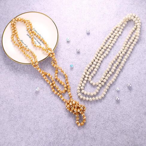 MILACOLATO تنوعا 60 "اليد معقود قطع كريستال الخرزة قلادة اليدوية مطرز حبلا متعدد الطبقات طويل التفاف بيان قلادة سباركلي الأوجه الخرز in Kuwait