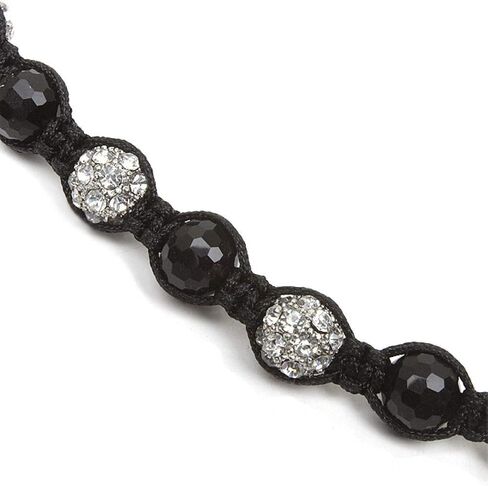 Gem Stone King 10MM White Micro Pave Crystal Ball and Black Ball Adjustable Necklace (23-36 Inches) in Saudi Arabia