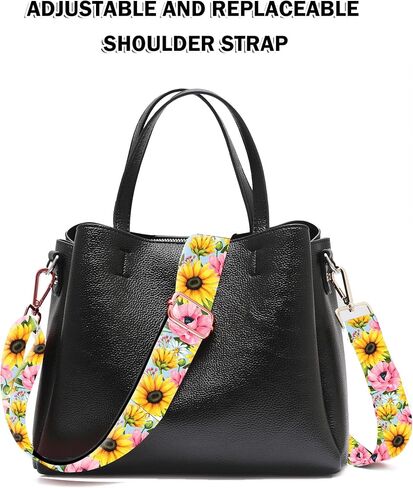 AGALUS Adjustable Purse Strap - Wide Shoulder Strap with Rose Gold Buckles - Fashionable Replacement Belt for Crossbody Canvas Bags Handbags (Sunflower Daisy) in Saudi Arabia