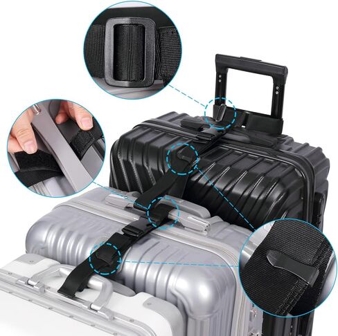 Vigorport أضف أحزمة الأمتعة للحقيبة، حزام قابض السترة لحقيبة الظهر للسفر، موصل الأمتعة، أضف حقيبة ملحقات مرفقة قابلة للتعديل 1.25 بوصة لا نهاية لها لتوصيل أمتعتك الثلاثة معًا in Kuwait