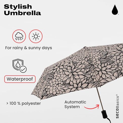 SECO | Patterned Umbrella | Mini Umbrella For Rain and Sun - Travel Essentials - Camping Accessories and Travel Must Haves - Small Travel Umbrella in Kuwait