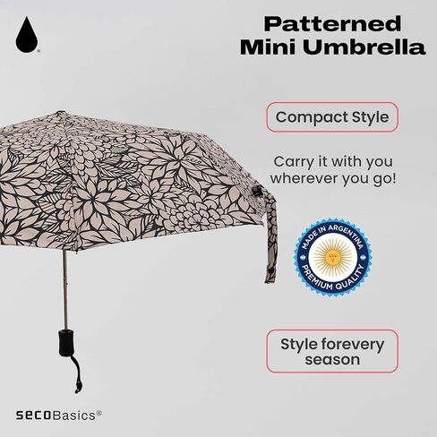 SECO | Patterned Umbrella | Mini Umbrella For Rain and Sun - Travel Essentials - Camping Accessories and Travel Must Haves - Small Travel Umbrella in Kuwait