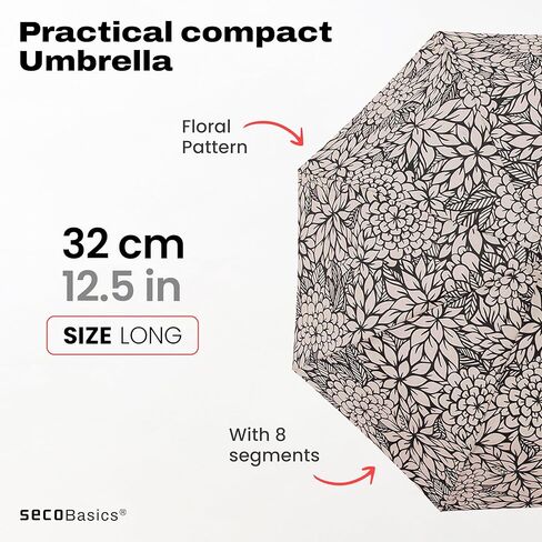 SECO | Patterned Umbrella | Mini Umbrella For Rain and Sun - Travel Essentials - Camping Accessories and Travel Must Haves - Small Travel Umbrella in Kuwait