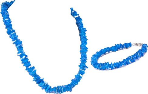 BlueRica 2 Piece Set ~ Dark Blue Puka Chip Shells Necklace & Anklet in Saudi Arabia