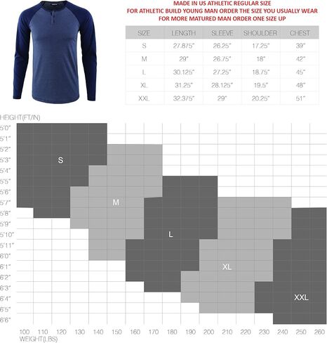 DESPLATO Men's Casual Active Sports Raglan Long Sleeve Running Hiking Baseball Henley T Shirts Black/Heather Charcoal XL in Kuwait