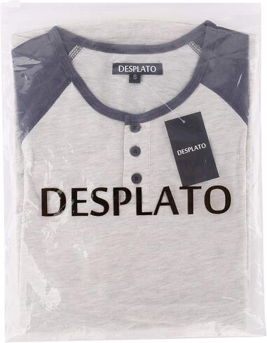 DESPLATO Men's Casual Active Sports Raglan Long Sleeve Running Hiking Baseball Henley T Shirts Black/Heather Charcoal XL in Kuwait