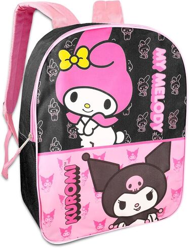 My Melody & Kuromi Backpack and Lunch Box Set for Girls - Bundle with 16" My Melody & Kuromi Backpack, Lunch Bag, Water Bottle, Stickers, More | Hello Kitty and Friends Backpack Set in Saudi Arabia