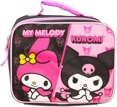 My Melody & Kuromi Backpack and Lunch Box Set for Girls - Bundle with 16" My Melody & Kuromi Backpack, Lunch Bag, Water Bottle, Stickers, More | Hello Kitty and Friends Backpack Set in Saudi Arabia