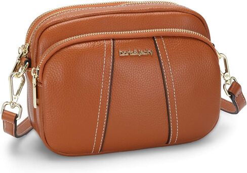 حقيبة كروس من الجلد من دوريس آند جاكي للنساء، حقائب كتف صغيرة ناعمة بسحاب ثلاثي مع حزام قابل للتعديل... in Kuwait