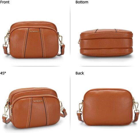 حقيبة كروس من الجلد من دوريس آند جاكي للنساء، حقائب كتف صغيرة ناعمة بسحاب ثلاثي مع حزام قابل للتعديل... in Kuwait