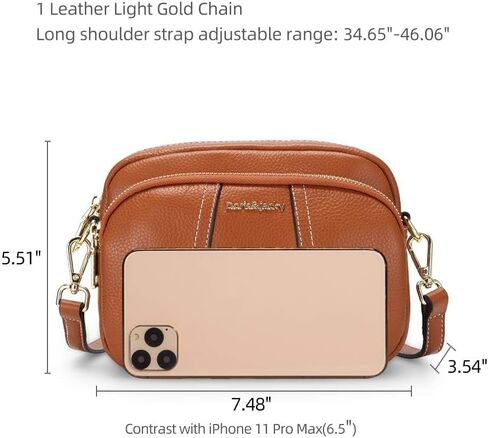 حقيبة كروس من الجلد من دوريس آند جاكي للنساء، حقائب كتف صغيرة ناعمة بسحاب ثلاثي مع حزام قابل للتعديل... in Kuwait