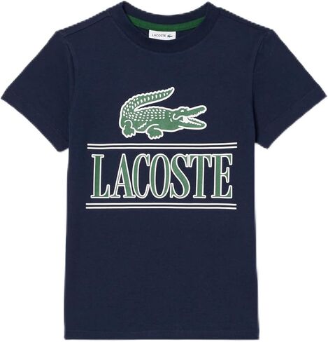 تي شيرت Lacoste للأولاد بأكمام قصيرة ورقبة مستديرة ورسومات تمساح أمامية كبيرة in Kuwait
