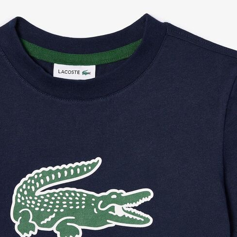 تي شيرت Lacoste للأولاد بأكمام قصيرة ورقبة مستديرة ورسومات تمساح أمامية كبيرة in Kuwait