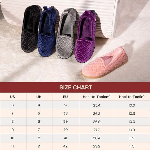 EverFoams Women's Quilted Velvet Slippers Comfy House Shoes in Kuwait