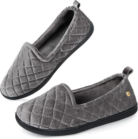 EverFoams Women's Quilted Velvet Slippers Comfy House Shoes in Kuwait