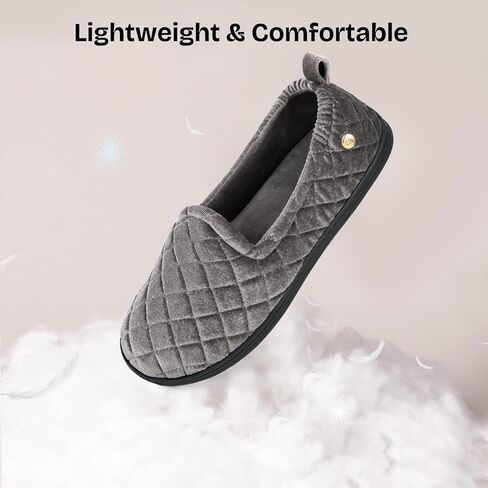 EverFoams Women's Quilted Velvet Slippers Comfy House Shoes in Kuwait