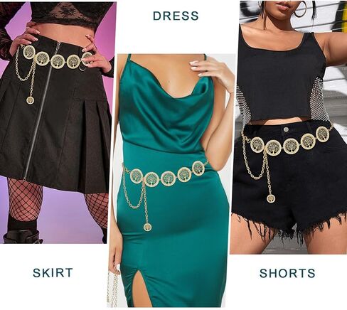 أحزمة سلسلة من حجر الراين Navoky للنساء سلسلة شجرة الحياة لفستان الجينز المعدني وسلسلة الخصر وإكسسوارات المجوهرات in Kuwait