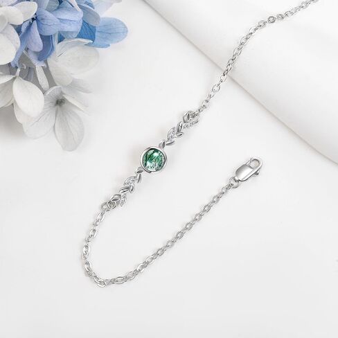 Moss Agate Bracelet Sterling Silver Leaf Bracelet Moss Agate Jewelry Gift for Women in Saudi Arabia