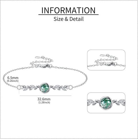 Moss Agate Bracelet Sterling Silver Leaf Bracelet Moss Agate Jewelry Gift for Women in Saudi Arabia
