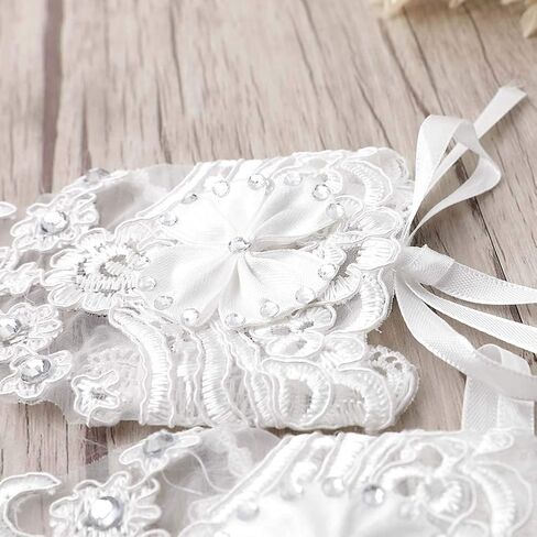 قفازات الزفاف النسائية من Olbye من الدانتيل بدون أصابع قفازات بيضاء ذات أكمام قصيرة in Kuwait