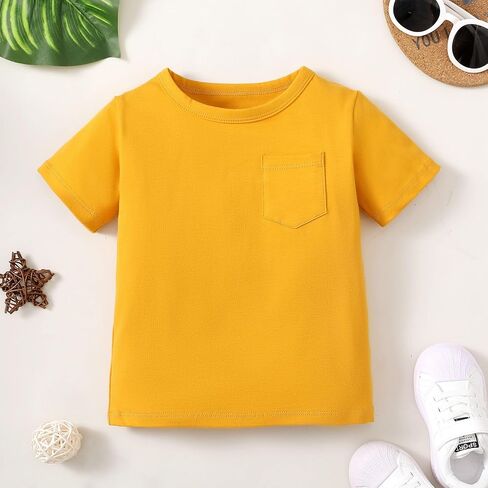 OPAWO Toddler Boy Shirts, Monster Truck Football Crabs Graphic Tees, Short Sleeve Printed Striped Pocket T Shirt 3-Pack, 1-5T in Saudi Arabia