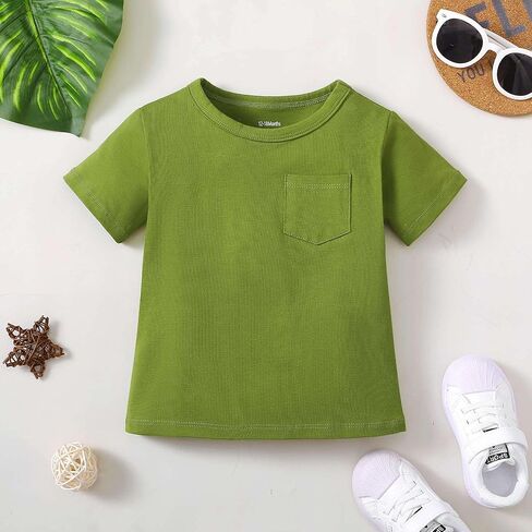 قمصان OPAWO للأطفال الصغار، تي شيرت مطبوع عليه Monster Truck Football Crabs، تي شيرت جيب مخطط بأكمام قصيرة، 3 عبوات، 1-5T in Kuwait