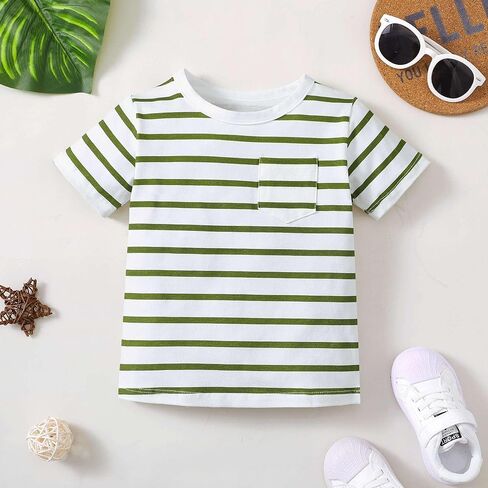 قمصان OPAWO للأطفال الصغار، تي شيرت مطبوع عليه Monster Truck Football Crabs، تي شيرت جيب مخطط بأكمام قصيرة، 3 عبوات، 1-5T in Kuwait