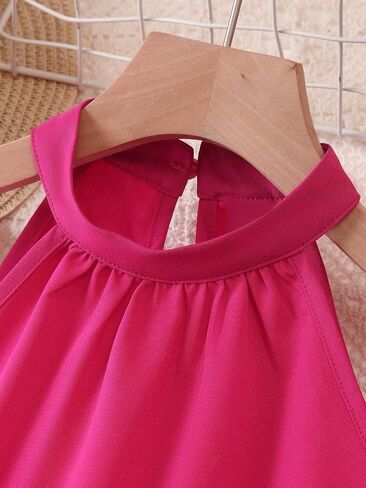 Milumia Girl's 2 Piece Outfits Sleeveless Keyhole Back Halter Top and Wide Leg Pants Set in Saudi Arabia