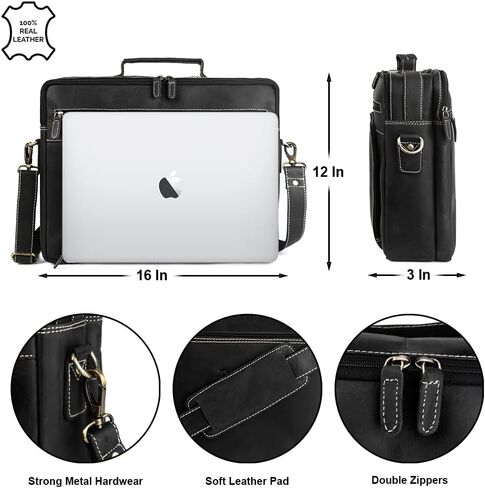 Goatter Unisex Adult Hunter Leather 16Inch Multi CompartMen'st Laptop Messenger Bag/Office Bag in Saudi Arabia