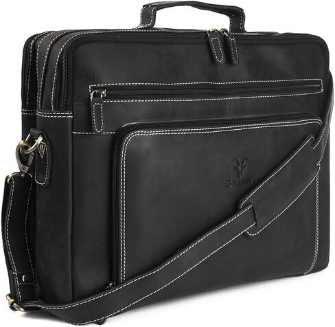 Goatter Unisex Adult Hunter Leather 16Inch Multi CompartMen'st Laptop Messenger Bag/Office Bag in Saudi Arabia