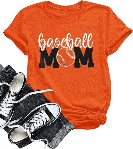 Baseball Mom Shirt Womens Mom Shirt Short Sleeve O-Neck Letter Print Casual Tops Tees in Saudi Arabia