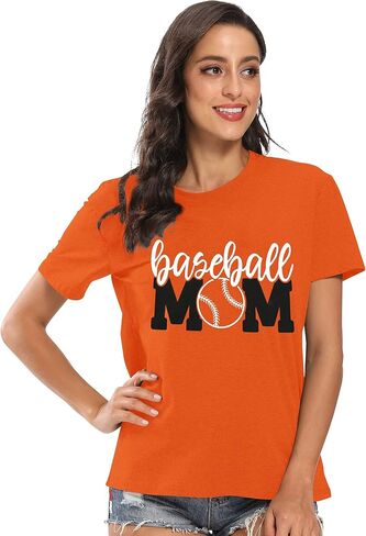 Baseball Mom Shirt Womens Mom Shirt Short Sleeve O-Neck Letter Print Casual Tops Tees in Saudi Arabia
