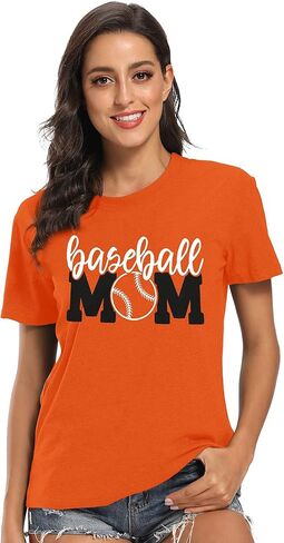 Baseball Mom Shirt Womens Mom Shirt Short Sleeve O-Neck Letter Print Casual Tops Tees in Saudi Arabia