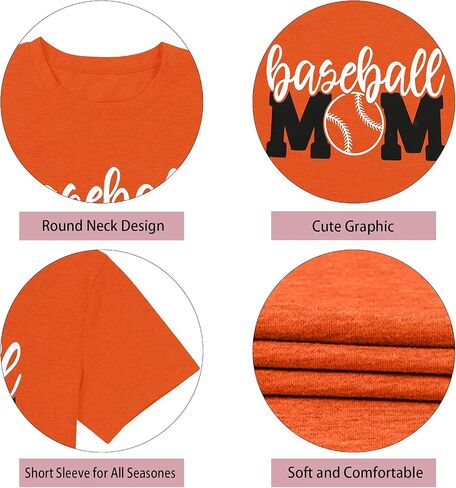 Baseball Mom Shirt Womens Mom Shirt Short Sleeve O-Neck Letter Print Casual Tops Tees in Saudi Arabia