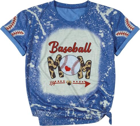 Baseball Mom Shirt Womens Mom Shirt Short Sleeve O-Neck Letter Print Casual Tops Tees in Saudi Arabia