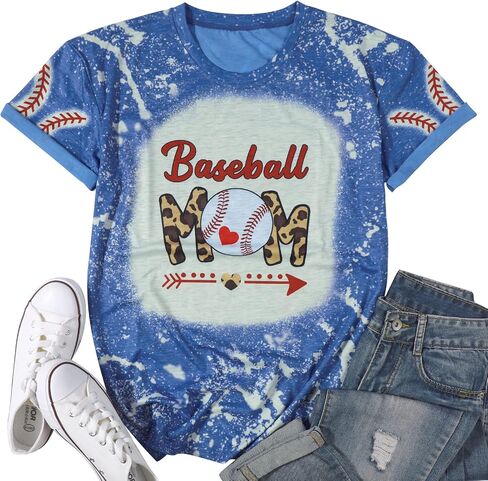Baseball Mom Shirt Womens Mom Shirt Short Sleeve O-Neck Letter Print Casual Tops Tees in Saudi Arabia