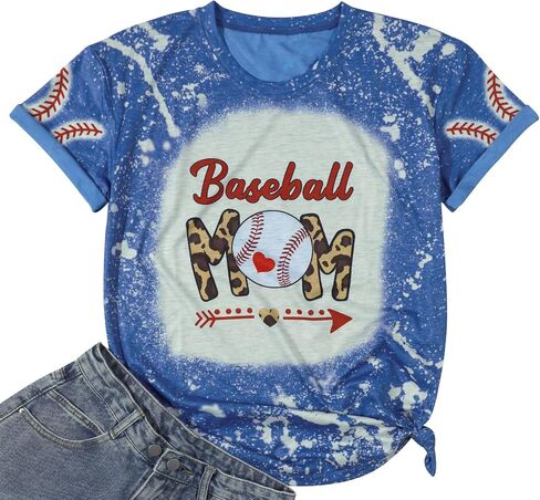 Baseball Mom Shirt Womens Mom Shirt Short Sleeve O-Neck Letter Print Casual Tops Tees in Saudi Arabia