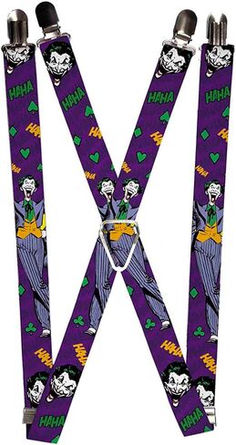 Buckle-Down Suspenders-Joker Face/Pose/Elements Collage Purple/Green/y in Saudi Arabia