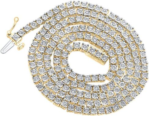 قلادة من الفضة الإسترليني للرجال من Jewels By Lux مصنوعة من الفضة الإسترليني مقاس 18 بوصة مرصعة بالألماس مقاس 1-1/5 Cttw in Saudi Arabia