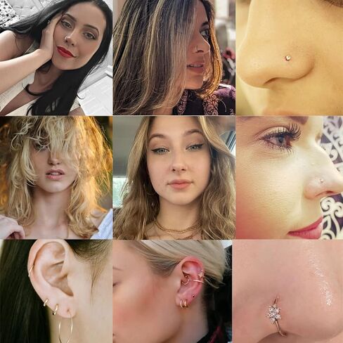 حلقة الأنف ترصيع 20 قطعة 20 جرام Sugical الصلب الأنف الدائري هوب للنساء L على شكل الأنف ترصيع الزنمة الغضروف اللولب القرط هيئة ثقب المجوهرات in Kuwait