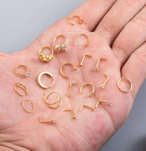 حلقة الأنف ترصيع 20 قطعة 20 جرام Sugical الصلب الأنف الدائري هوب للنساء L على شكل الأنف ترصيع الزنمة الغضروف اللولب القرط هيئة ثقب المجوهرات in Kuwait