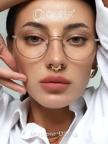 OUFER 16G Daith Piercing Jewelry, 14K Solid Gold Daith Earrings, Clear CZ Design Daith Hoop Earring, Helix Cartilage Septum Piercing Jewelry in Saudi Arabia