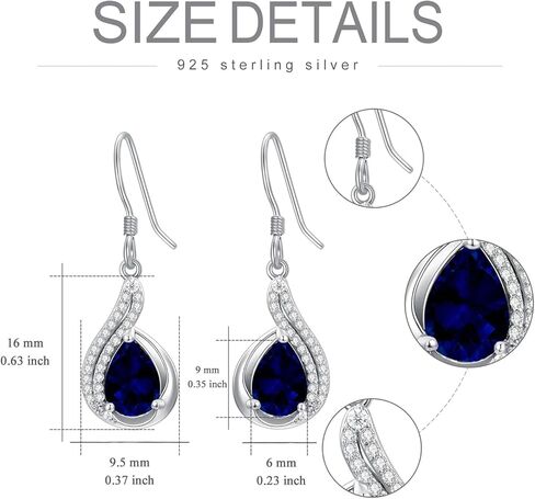 Althum Gemstone Earrings for Women 925 Sterling Silver 6mm * 9mm Pear Cut Amethyst Garnet Blue Sapphire Drop Dangle Earrings in Saudi Arabia