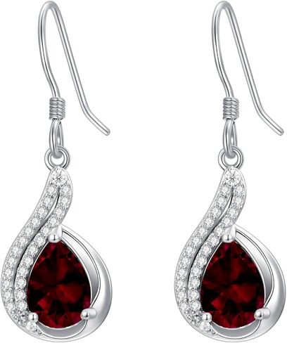 Althum Gemstone Earrings for Women 925 Sterling Silver 6mm * 9mm Pear Cut Amethyst Garnet Blue Sapphire Drop Dangle Earrings in Saudi Arabia