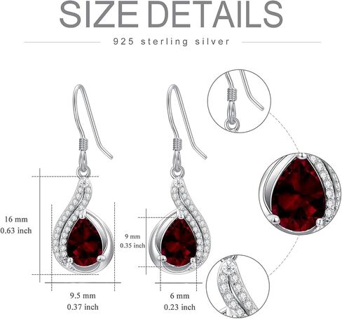 Althum Gemstone Earrings for Women 925 Sterling Silver 6mm * 9mm Pear Cut Amethyst Garnet Blue Sapphire Drop Dangle Earrings in Saudi Arabia