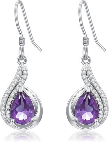 Althum Gemstone Earrings for Women 925 Sterling Silver 6mm * 9mm Pear Cut Amethyst Garnet Blue Sapphire Drop Dangle Earrings in Saudi Arabia